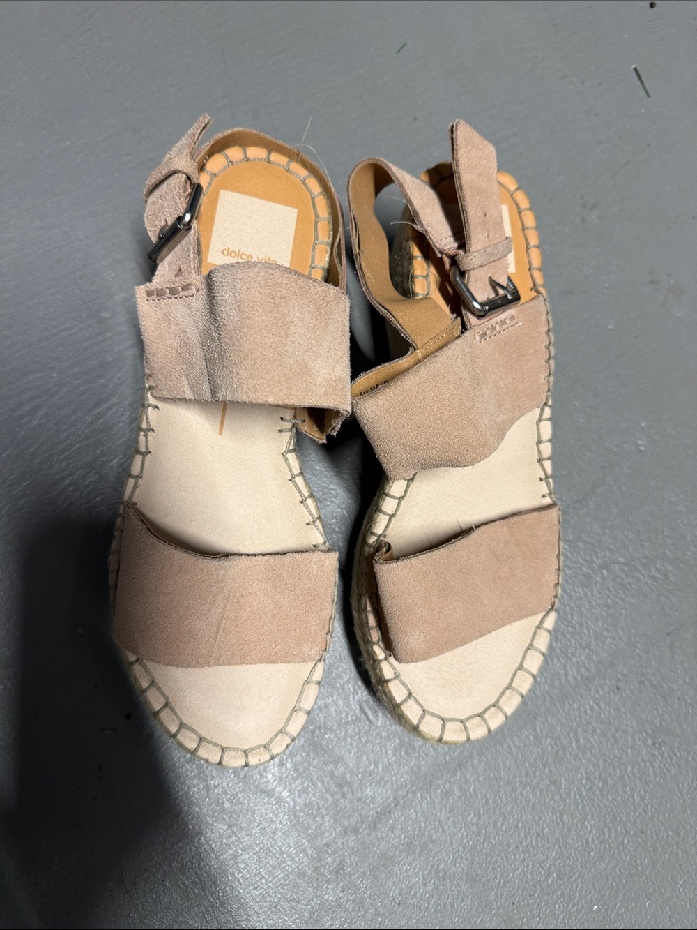 Dolce Vita Taupe Suede Espadrille Sandals - Picture 1 of 7